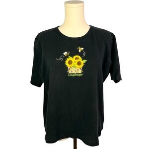 VTG Longaberger Homestead T Shirt Womens Size XL Black Embroidered sunflower